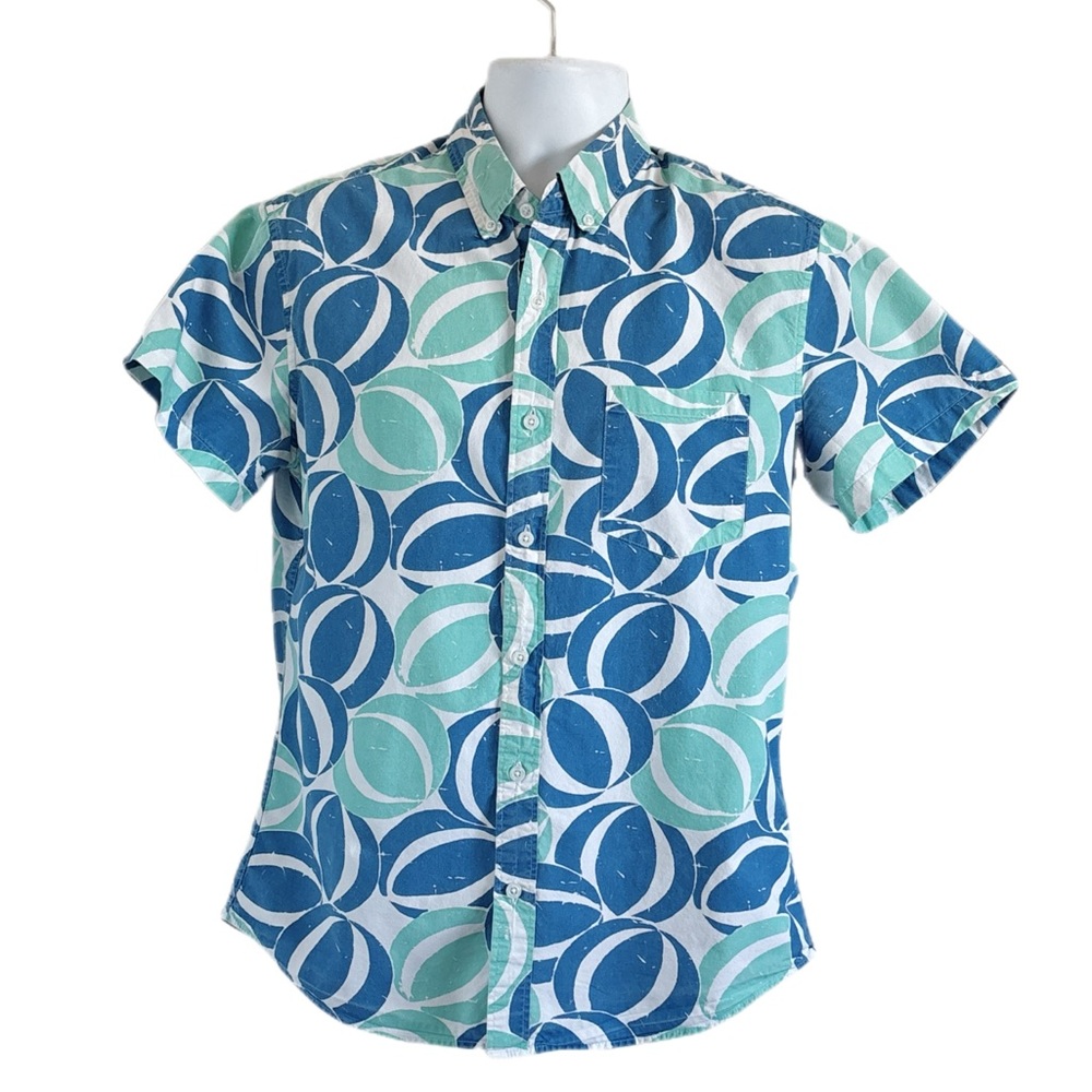 J.Crew Blue and Green Patterned Shirt Size M